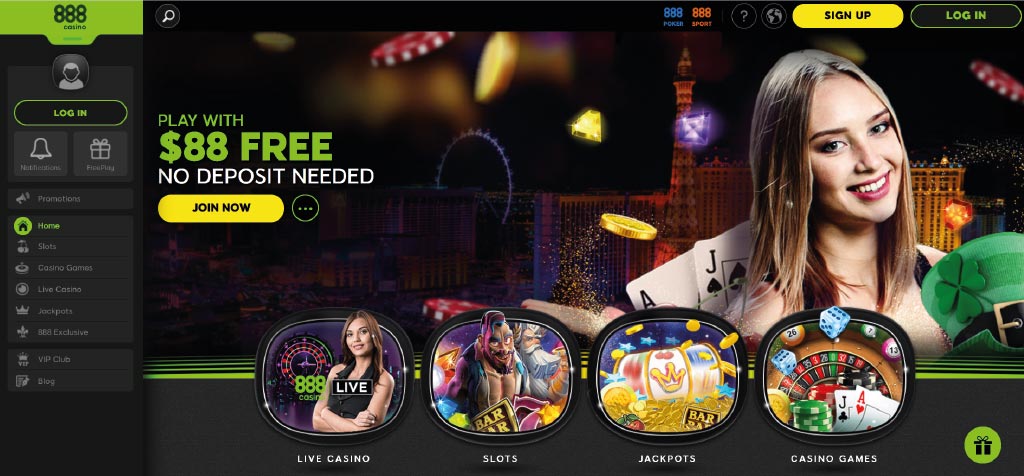 888 Casino Homepage
