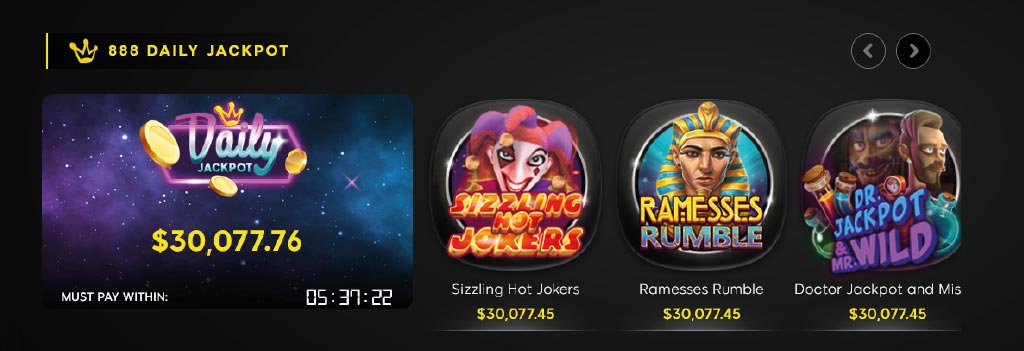 888 Casino jackpot games