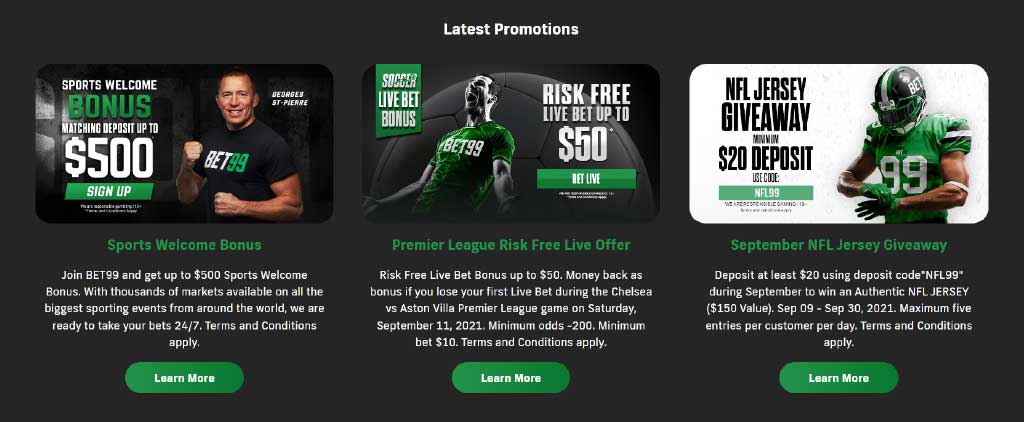 Bet99 welcome promotions