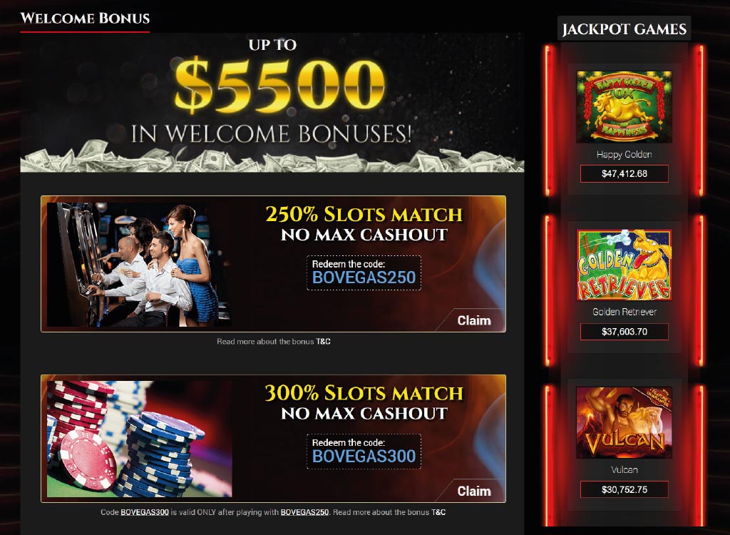 BoVegas Casino Welcome bonuses and promotion codes