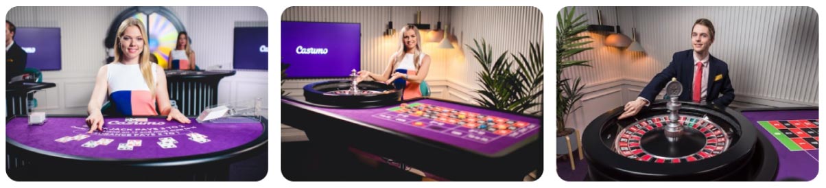 Jeux de croupier en direct du casino Casumo