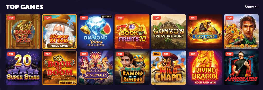 Top games at Dazard casino