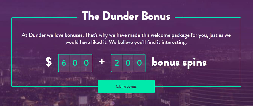 Bonus de bienvenue total au Dunder Casino
