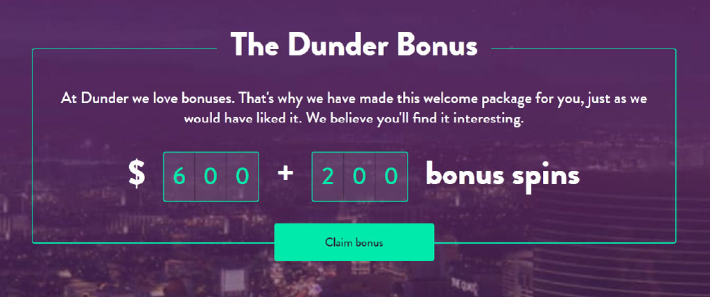 Dunder Casino Welcome Bonus